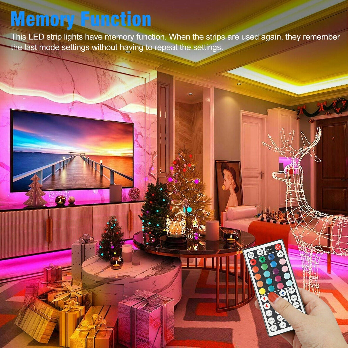 RGB LED Strip Lights — 32ft Color Changing Room & Gaming Setup
