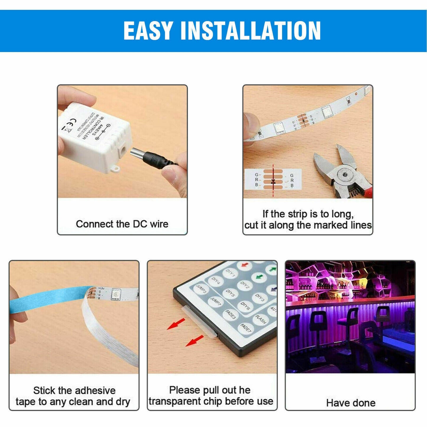 RGB LED Strip Lights — 32ft Color Changing Room & Gaming Setup